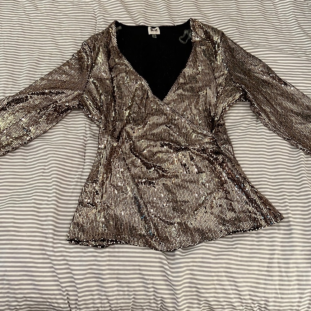 Anne Klein Metallic Wrap Top